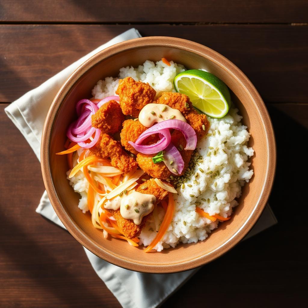 Crispy chicken poke bowl
