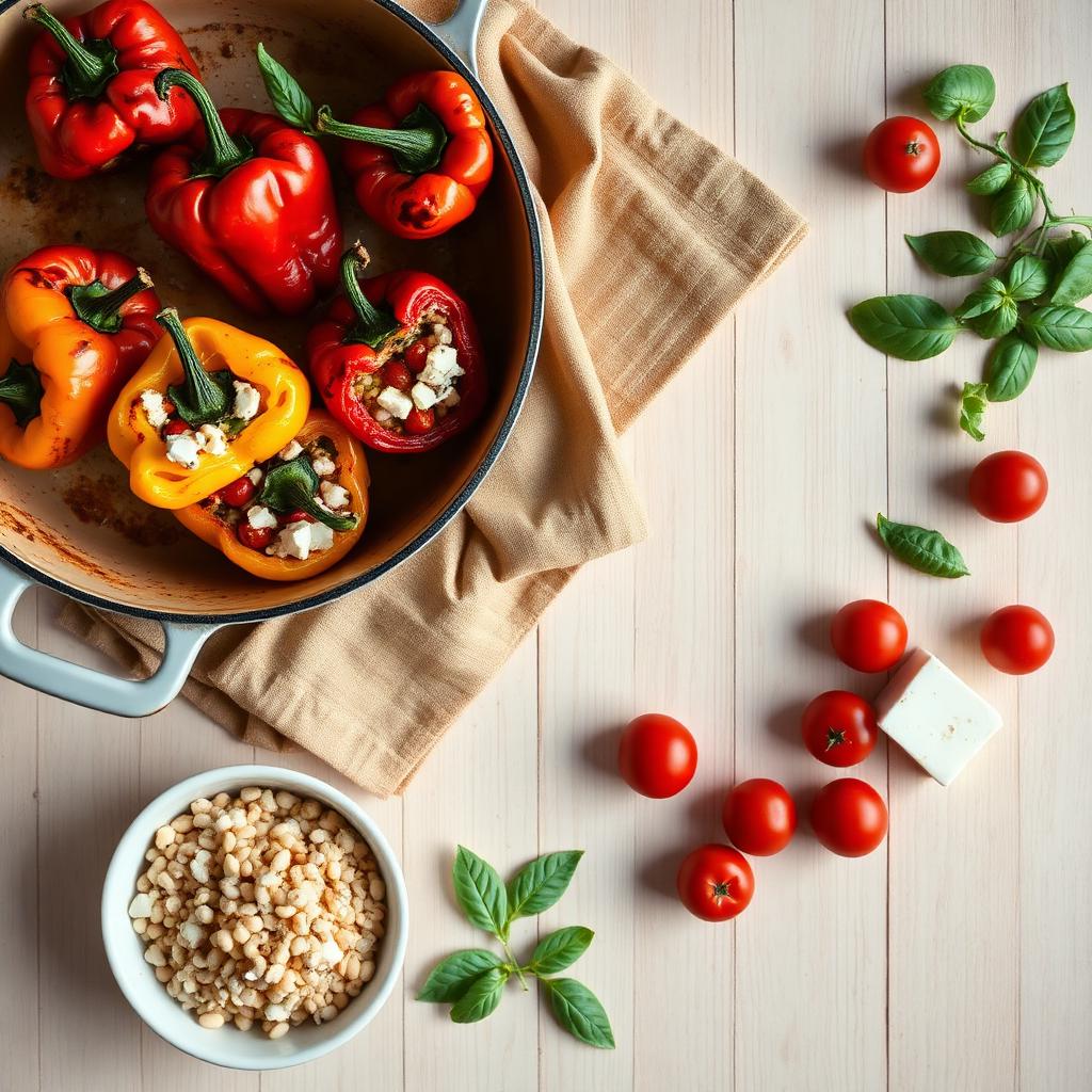 Gevulde puntpaprika met parelcouscous
